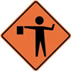 flagger ahead sign