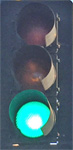 flashing green traffic light
