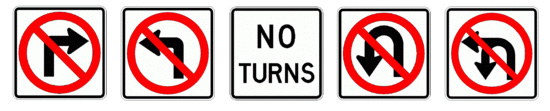 no turn signs