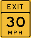 speed advisory highway ramp sign